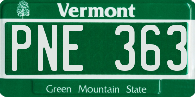 VT license plate PNE363