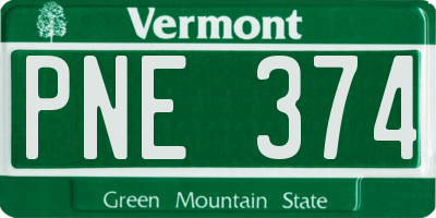 VT license plate PNE374
