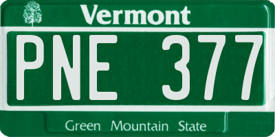 VT license plate PNE377