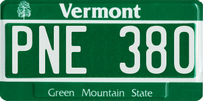 VT license plate PNE380