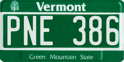 VT license plate PNE386
