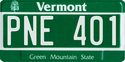 VT license plate PNE401