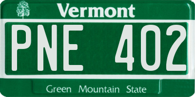VT license plate PNE402