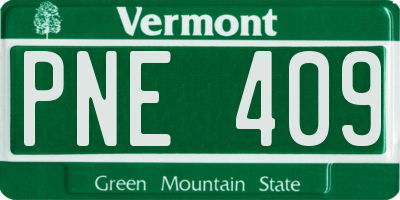 VT license plate PNE409