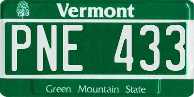 VT license plate PNE433