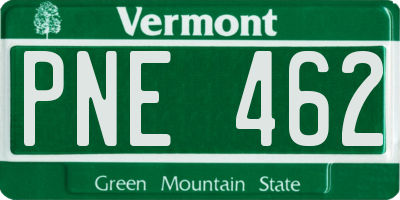 VT license plate PNE462