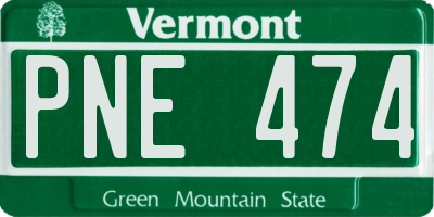 VT license plate PNE474