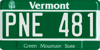 VT license plate PNE481