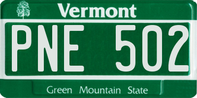 VT license plate PNE502