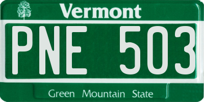 VT license plate PNE503