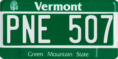 VT license plate PNE507
