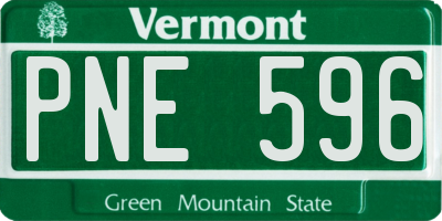 VT license plate PNE596