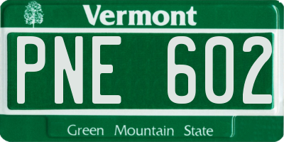 VT license plate PNE602