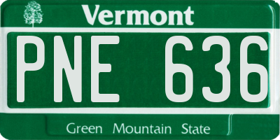 VT license plate PNE636