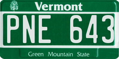 VT license plate PNE643