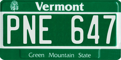 VT license plate PNE647