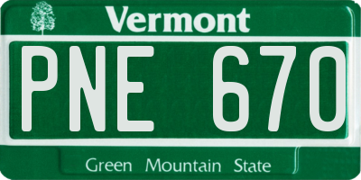 VT license plate PNE670