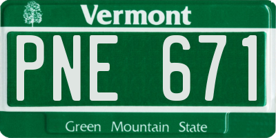 VT license plate PNE671