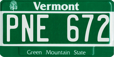 VT license plate PNE672