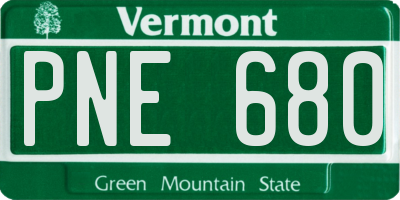 VT license plate PNE680