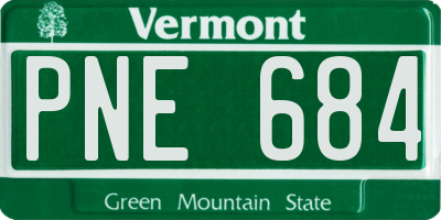 VT license plate PNE684