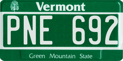 VT license plate PNE692