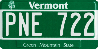 VT license plate PNE722