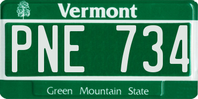 VT license plate PNE734