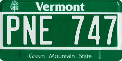 VT license plate PNE747