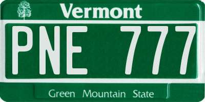 VT license plate PNE777