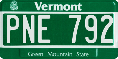 VT license plate PNE792