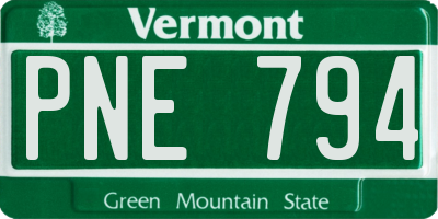 VT license plate PNE794
