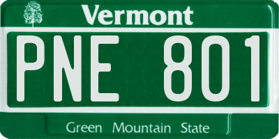 VT license plate PNE801