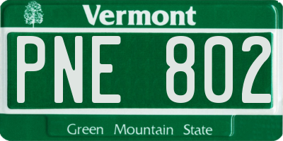 VT license plate PNE802