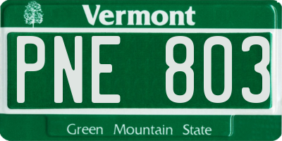 VT license plate PNE803
