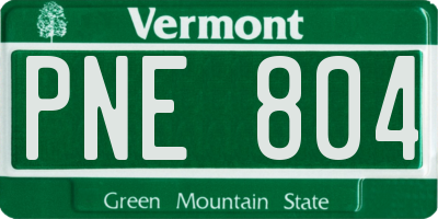 VT license plate PNE804