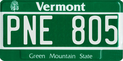 VT license plate PNE805