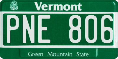 VT license plate PNE806