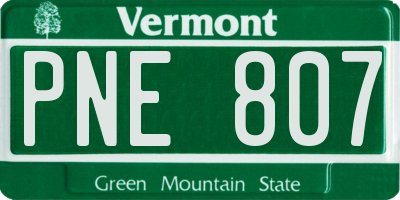 VT license plate PNE807