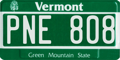VT license plate PNE808