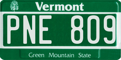 VT license plate PNE809