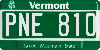 VT license plate PNE810