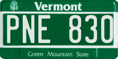 VT license plate PNE830