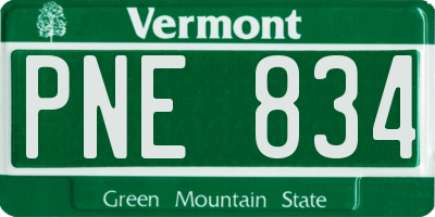VT license plate PNE834