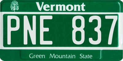 VT license plate PNE837