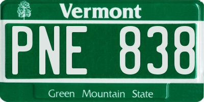 VT license plate PNE838