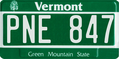 VT license plate PNE847