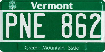 VT license plate PNE862