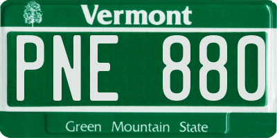 VT license plate PNE880