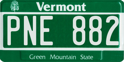VT license plate PNE882